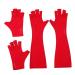 Mikinona 2 Pairs Nail Gloves Fingerless Gloves Prevention Gloves Summer Outdoor Gloves Anti- Gloves Glove Nail Nail Art Protector LED Gloves Nail Glove Polyester Red
