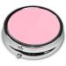 Solid Color Pink Portable Metal Pill Box - Round Mini 3-Compartment Design for Small Pills | Perfect Travel Accessory - Buy Online on GoSupps.com