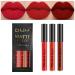 AMY'S DIARY 3Pcs Dark Bright Red Matte 24-hour Liquid Lipstick Sets Smudge Proof DNM Matte Dark Red Lipstick Lip Stain Gloss Long Lasting Waterproof labiales matte larga duracion for Women (Set05)