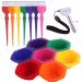 Small Hair Coloring Dye Mixing Tint Bowls and Brush Kit - Set of 7 Different Rainbow Color 7 Bowls+7 Brushes+1 Key
