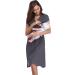 Irdcomps Women's Breastfeeding Nightdress - Soft V Neck Maternity Nursing Nightshirt in Dark Grey - Buy Online on GoSupps.com
