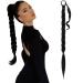 SEGO Long Braided Ponytail Extension With Elastic Hair Tie 150G Synthetic Hairpiece Straight Wrap Around Ponytail Hair Extensions - 32 Inch Black 32 Inch #1B Black