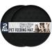 Avydiif 2 pieces of bowl pad for dog cats 28cm x 28cm dog bowl surface Frezessnapf dog feed mats made of silicone waterproof slipproof food snap with edge dishwasher resistant (2 black) Small paws 2 black
