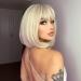 Platinum Blonde Bob Wig with Bangs - 12 Inch Heat Resistant Synthetic Wig for Daily & Party Wear - Buy Online on GoSupps.com