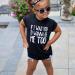 Newborn Boy Girl Short Sleeve Letter Print Loose Blouse T-Shirt | Black | Large - Buy Online on GoSupps.com