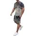 BEUU Mens 2PCS Sports Sets, 2022 Summer Outfits 3D Lion Print Workout T-Shirts Casual Shorts Set Athletic Tracksuits Solid Color Blue Black White Green Pure Patchwork Chambray Shirt Zipper Classic