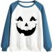 Halloween Costumes Halloween Print Round Neck Casual Long Sleeve Sweatshirt Zip up Hoodie Long Women Blue Large - Buy Online on GoSupps.com