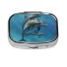 Dolphins Art Printing 2 Compartment Small Pill Case Cute Small Pill Box Purse Pill Boxs Travel Pill Organizer for Pocket Purse and Travel Gifts