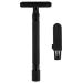 Heallily double cutter razor long handle reusable aluminum alloy metal razor for women and men razor set no razor blades black