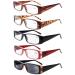 Eyekepper 5-Pack Spring Hinges Rectangular Reading Glasses Sunshine Readers +3.0 +3.00 Mix