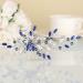 Casdre Blue Crystal Bride Wedding Hair Comb Silver Rhinestone Bridal Hair Piece Pearl Hair Accessories for Women and Girls