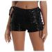 Duohropke Women Metallic Hotpants sequins glitter shorts with high waist sexy short pants shorts for dance sport disco costume carnival carnival l 02 black