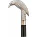 FICUS GIFT Walking Cane Wooden Walking Stick for Men Women Silver Brass Raven Crow Head Fashion Designer Cane Rubber Brass Tip Best Gift