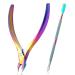 Cuticle Cutter with Cuticle Pusher 2pcs Premium Stainless Steel Cuticle Removal Tool Upgraded Sharp Edge Built-in Spring Manicure Set for Fingernails & Toenails 2Pcs Multi-color