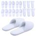 MAJI SIMPLY JOYOUS Spa Slippers, Disposable Slippers for Guests Bulk of 6 Pairs - Non-Slip Closed-Toe Premium White Spa Slippers Bulk with Travel Bags - Coral Fleece Hotel Slippers for Women and Men 3 Medium and 3 Large