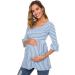 Love2Mi Maternity Blouse - A-Line Pregnancy Shirt - 3/4 Bell-Sleeve - Sky Blue Stripe - Size L - Buy Online on GoSupps.com