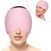 Gel Ice Headache Migraine Relief Hat Cap Hot and Cold Compress Therapy Stretchable Reusable Migraine Ice Head Wrap Hangover Hat Ice Pack Mask for Tension Sinus Sports Injuries Fevers TBI Pink