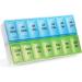 7 Day AM PM Pill Organizer - Large Weekly Pill Box for Vitamins & Medications | Blue & Green - Buy Online on GoSupps.com