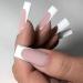Long French False Nails Square 24 Pieces French Tip False Nails Matte Nude White False Nails Full Cover Press On Nails with Jelly Glue (Long Square White Matte) - Buy Online on GoSupps.com