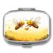 Pill Box Bee Love Honey Print 2 Compartment Medicine Pill Case Pill Organizer Decorative Metal Portable Pill Box for Pocket Or Purse Style
