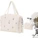 DJOWYH Cotton Diaper Bag with Embroidery | Lightweight Portable Mom Bag with Stroller Hook | Stylish Baby Carrier for International Shipping - Buy Online on GoSupps.com