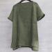 Women's Breathable Cotton Linen V Neck Top | Loose Fit Summer Blouse - E-Army Green | 3/4 Sleeve, Plus Size 3XL - Buy Online on GoSupps.com