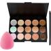 Joberio Color Concealer Palette | 15 Color Moisturizing Cream Palette 15 Color Ultra Contours Kit-Face Contouring and 1 Makeup Brush and 1 Puff Egg - Buy Online on GoSupps.com