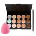 REMEK Cream Concealers Pure Full Coverage Cosmetic Cream Makeup Kit | Makeup Concealer 15 Colours and 1 Makeup Brushes and 1 Puff Egg