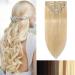 Real Remy Human Hair Extensions Clip In Extensions Human Hair Extension 8pcs 18clips 80g-33cm (#613 Light Blonde)