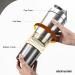 Rocky & Chao Stainless Steel Protein Shaker 700+200ml | Double Wall with Powder Compartment & Ball | Durable Fitness Shaker with Snap Lid - Buy Online on GoSupps.com