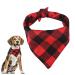 Ichiias Pet Bandana Dog Puppy Plaid Scarf Collar Bib Neckerchief Black Red(L)