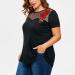 Meikosks Women's Plus Size Short Sleeve T-Shirt with Lace Applique Patchwork - 5X-Large Black - Buy Online on GoSupps.com