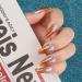 Slymeay Coffin False Nails Long Fake Nails Gold Glitter Press on Nails Acrylic False Nails for Women and Girls(tuhaojin-XS) - Buy Online on GoSupps.com