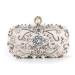 JU+ Beaded Crystal Clutch Evening Bags for Women Formal Bridal Wedding Clutches Purses Prom Cocktail Party Handbags (White)