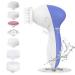 Facial Cleansing Brush - Waterproof face scrubber with 8 Brush Heads for Deep Cleansing, Gentle Exfoliating, Removing Blackhead and Skin Care [Newest Upgraded 2021 Version] (Blue)