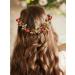 Red Flower Rhinestone Bridal Hair Vine | Gold Green Headband for Bride | Wedding & Evening Party Accessories - Buy Online on GoSupps.com