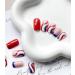 4th of July Extra Short Square French Tip Fake Nails - 24 Pcs Glossy Acrylic False Nails with Red Blue Line Designs for Women & Girls | ID Nails Style7 - Buy Online on GoSupps.com