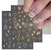 Diduikalor 3 Sheets Sun Star Nail Art Stickers Bronzing Moon Nail Decals 3D Self-Adhesive Heart Nail Stickers Rose Gold Sliver Design Nail Transfer Decals for Women Manicure Decorations Mt-zjt-om-033