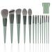 13 Makeup Brushes 1 Velvet Bag Professional Makeup Brush Set High-Grade Synthetic Bristles Soft-Bristled Beauty Tools for Makeup and Beauty (Green)