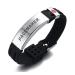 PACEMAKER-Stainless Steel & Black Silicone Belt Buckle Adjustable Medical Alert ID Bracelets Band for Men Boy