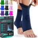 Modvel Foot & Ankle Brace Socks for Sprained Ankle Compression Sleeve - Ankle Support for Women & Men - Tendonitis & Arthritis Ankle Brace Sports Running Torn Ligaments & Women E Blue/Black Medium
