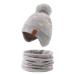 XIAOHAWANG Knitted Baby Hat Winter Warm Boys Girls Beanie Fleece Lining Toddler Kids Hat with Pompom 4-7 Years Gray Hat+Scarf