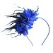 Elegant Wedding Feather Flowers Hair Fascinators Headdress Hat for Woman Cocktail Party Headband Accessories(Color:Blue)
