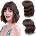 Nature Hairline Clip in Crow Hairpiece Wiglet Loose Wavy with Bangs for Women 25cm Light Brown