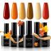Aokitec Gel Nail Polish Kit 6x7.5ml Gel Polish Set Soak Off Nail Gel Polish Set 2021 New Fall Light Dark Orange Yellow Red Brown Gel Nail Manicure Kit DIY Home Gifts for Women Christmas(Autumn Leaves)