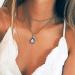 Anlagrace Halloween Necklace Bohemia Layered Opal Choker Necklace Gemstone Necklace Teardrop Necklace Opal Gem Charm Pendant Necklace Gemstone Statement Jewelry for Women and Girls