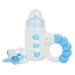 JC Toys - 3-piece doll accessory set (bottle pacifier and rattle) blue fits all wrists up to 50 cm 2 years