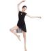 Lyrical Dance Dress with Lace Cap Sleeve & Asymmetrical Tulle Skirt - XS-XL, Black - Buy Online on GoSupps.com