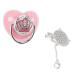 Bling Pacifier Teething Ring Teething Aid Bling Baby Rhinestone Crown Ultra Soft Silicone Safe for Toddlers Size M (Pink)