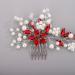 Chargances Bride Wedding Crystal Pearl Hair Comb Red Rhinestone Flower Hair Vine Comb Fashion Handmade Headpiece Bridal Hair Accessories for Wedding Prom Flower Girl (Red) - Buy Online on GoSupps.com